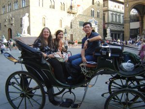 Dan, Sonia, and I on our horse and carriage ride across Florence, Italy.